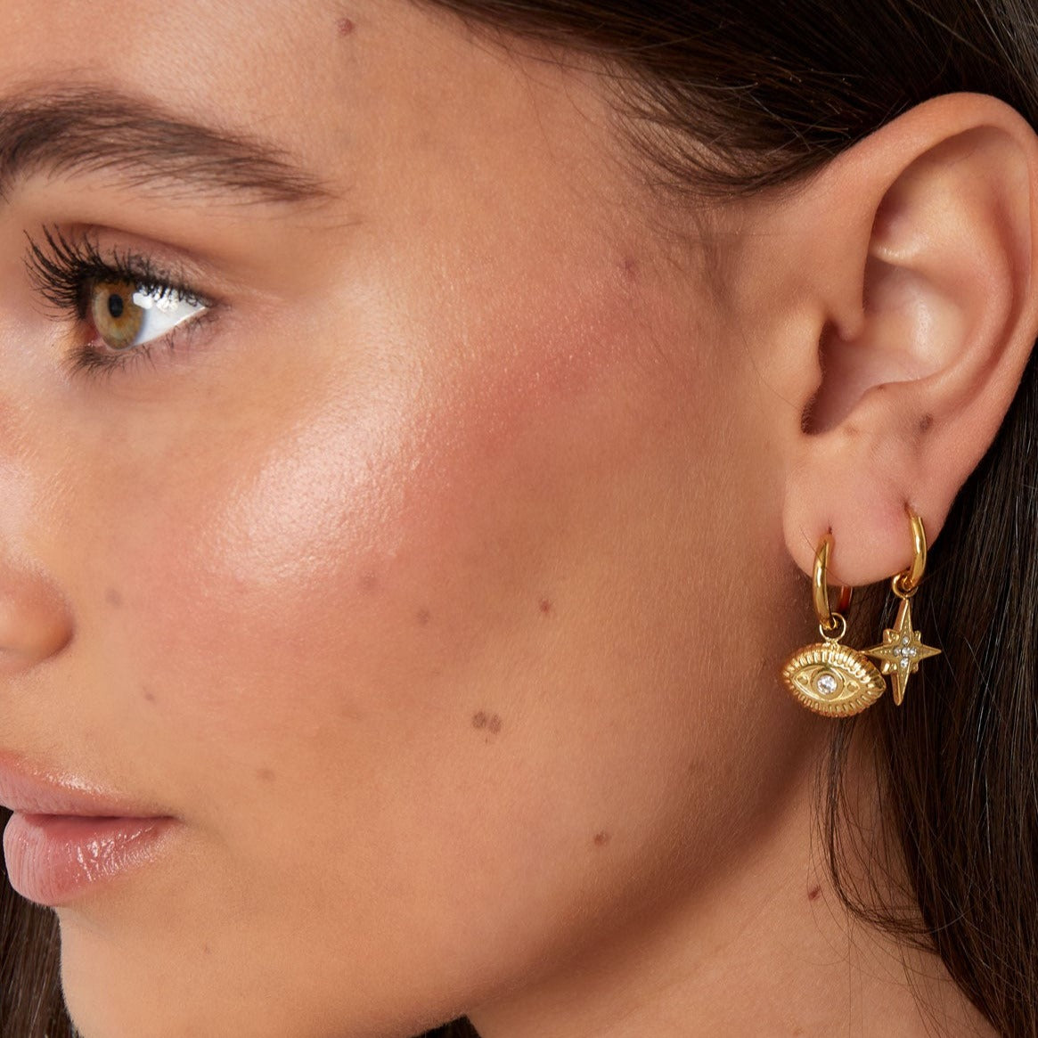 Oorringen met oog bedel met zirkonia