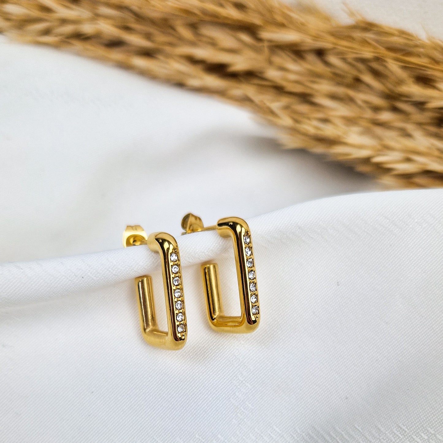 Rechthoekige oorbellen met zirkonia