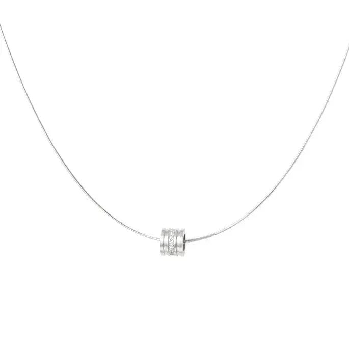 Ketting met ronde bedel met zirkonia