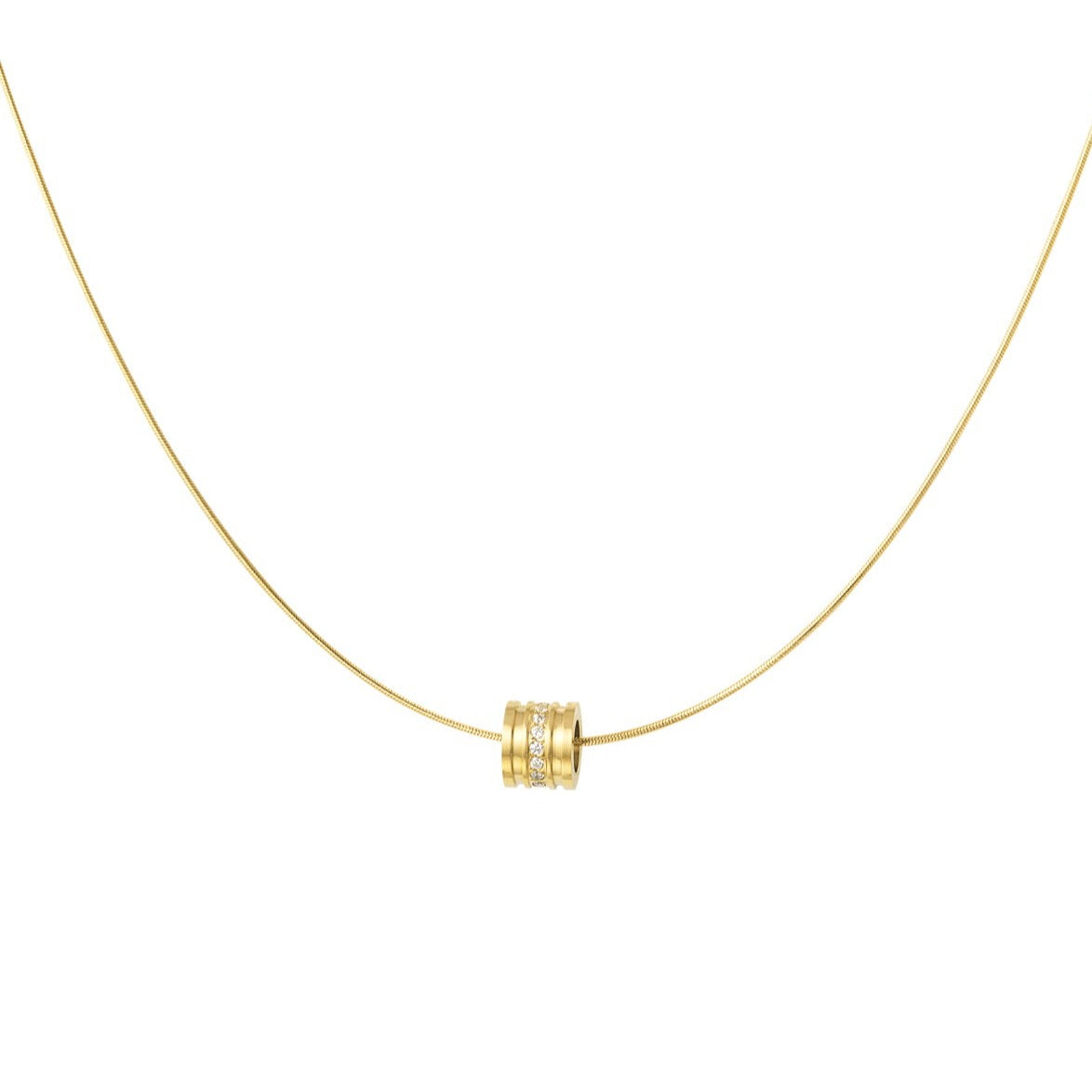 Ketting met ronde bedel met zirkonia