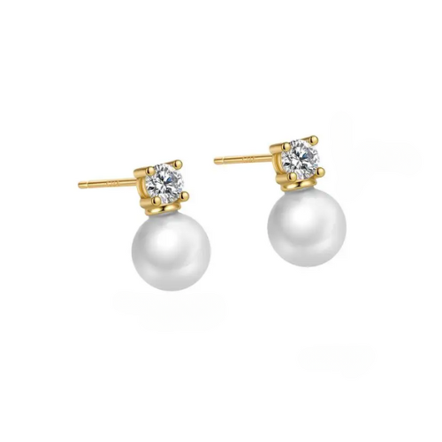 Zirkonia met parel stud