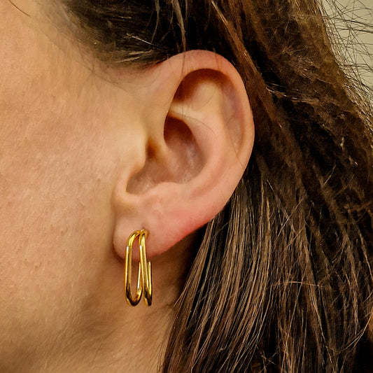 Dubbele ovale oorbellen goud